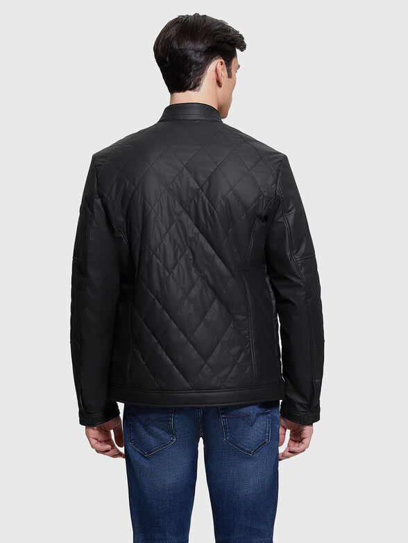 Black biker jacket with quilted effect  - 3