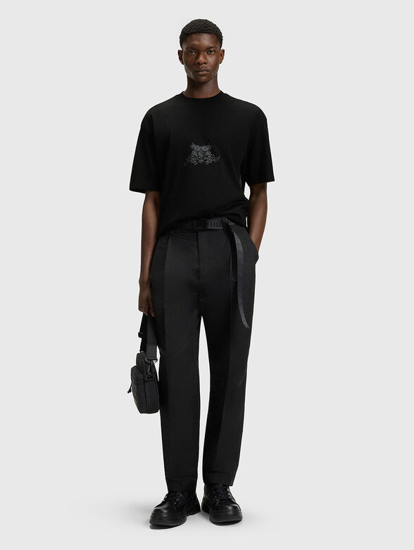 Cotton T-shirt with oval neckline - 3