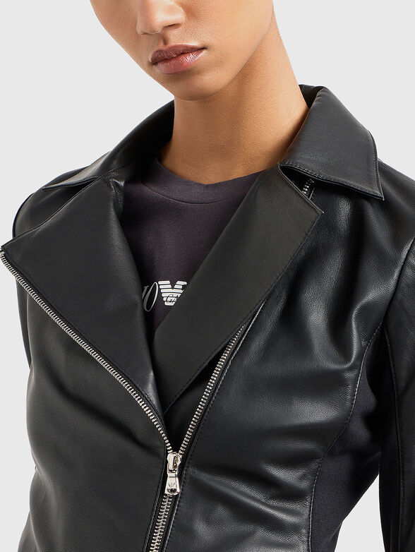 Nappa leather jacket with textile inserts - 4