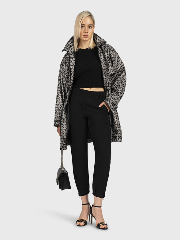 Long hooded jacket with monogram logo print - 2