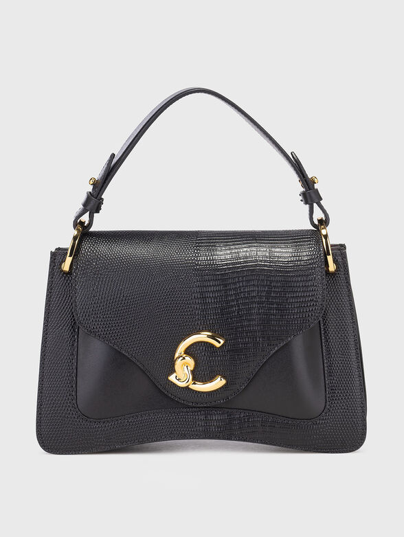 Leather bag with long strap and logo - 1
