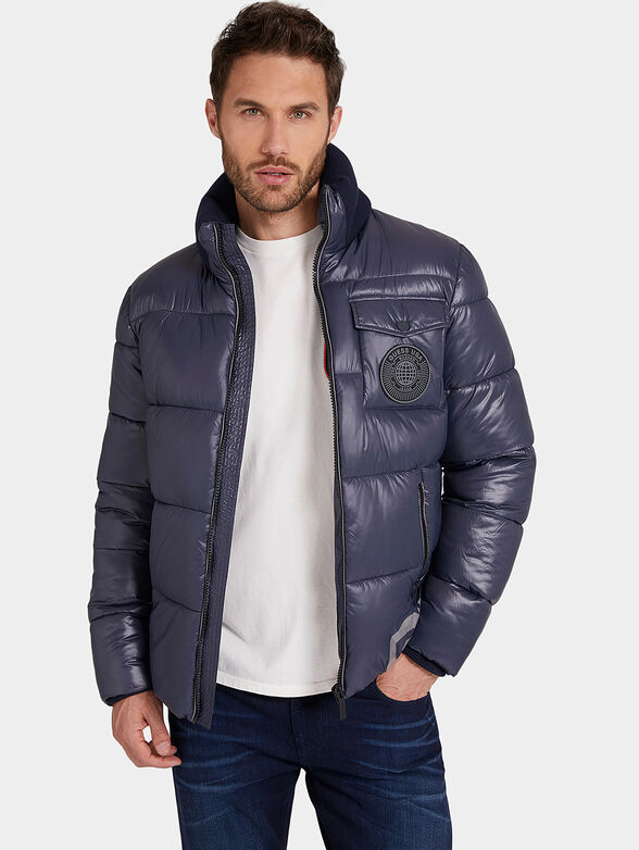 Padded jacket with maxi logo print - 1
