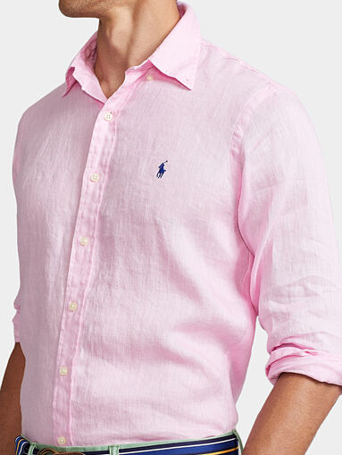 Linen shirt in pink color - 3