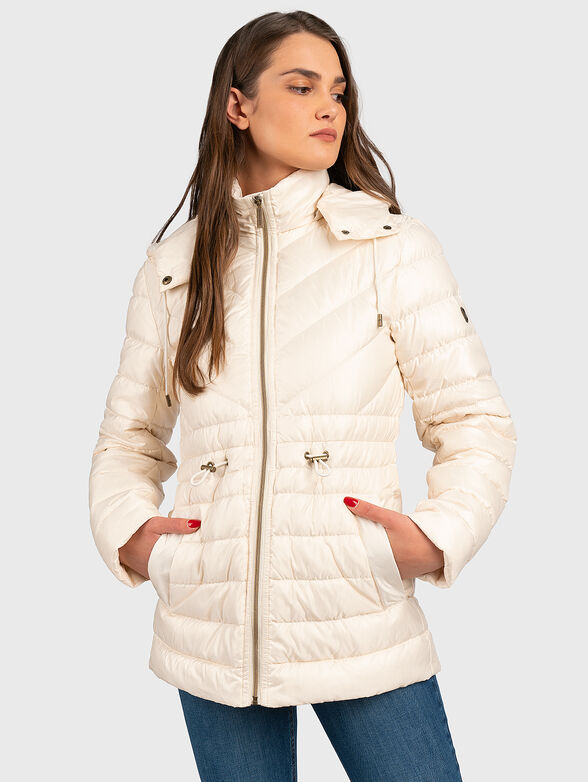 Hooded jacket in ecru color - 1