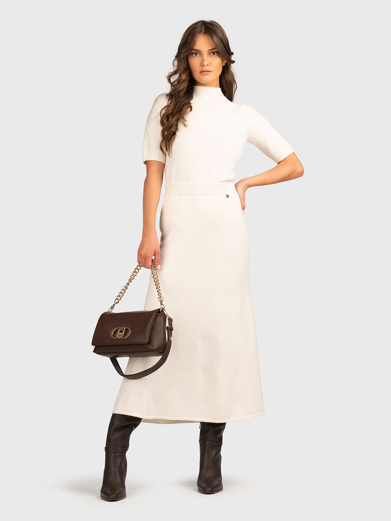 Midi skirt with sequins and logo brand LIU JO