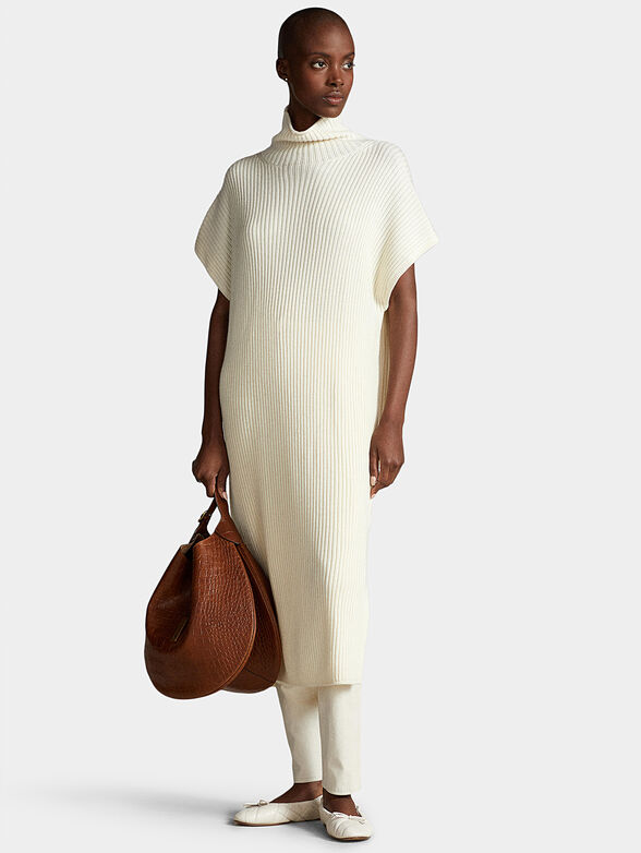 Midi dress with short sleeves and elastic rips - 1