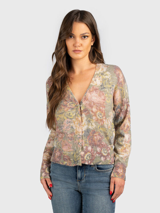 Жилетка от вълнен бленд с флорален принт - 1