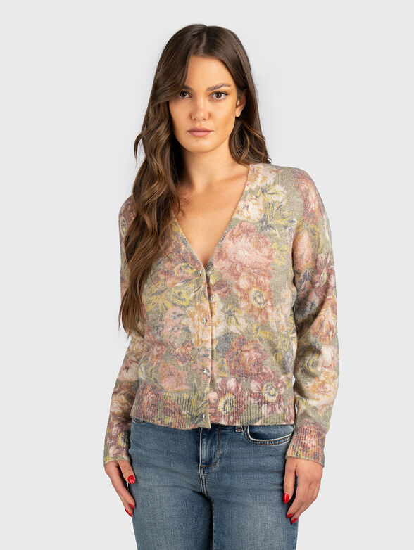 Wool blend cardigan with animal print - 1