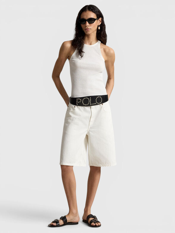 White denim shorts - 4