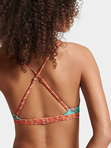 Bikini top in turquoise color with print - 4