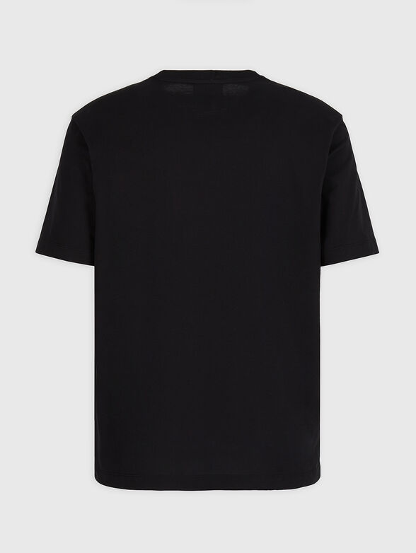 Cotton T-shirt with oval neckline and print - 2
