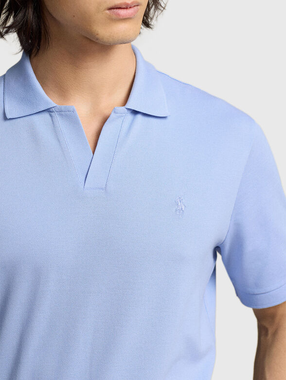 Blue cotton polo shirt - 4
