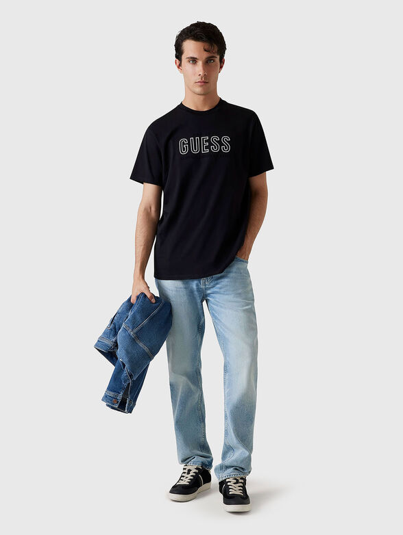 Cotton T-shirt with oval neckline in beige - 2