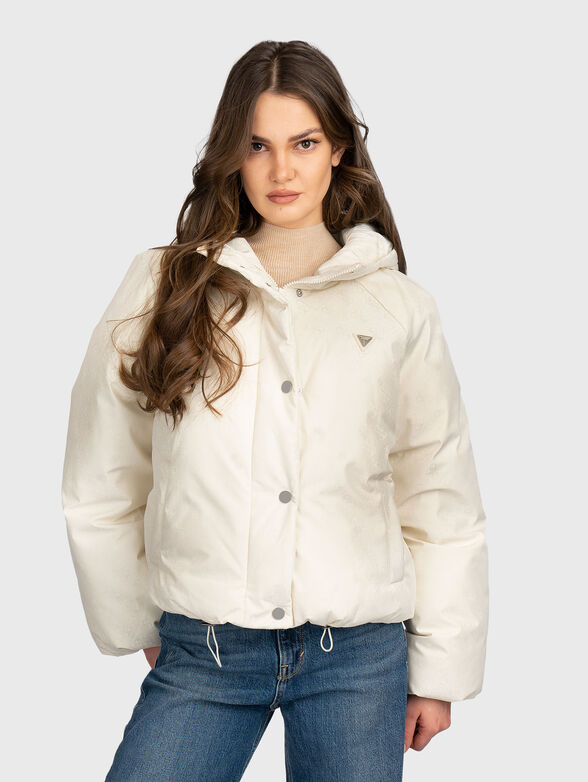 Padded jacket with hood and monogram logo print - 1