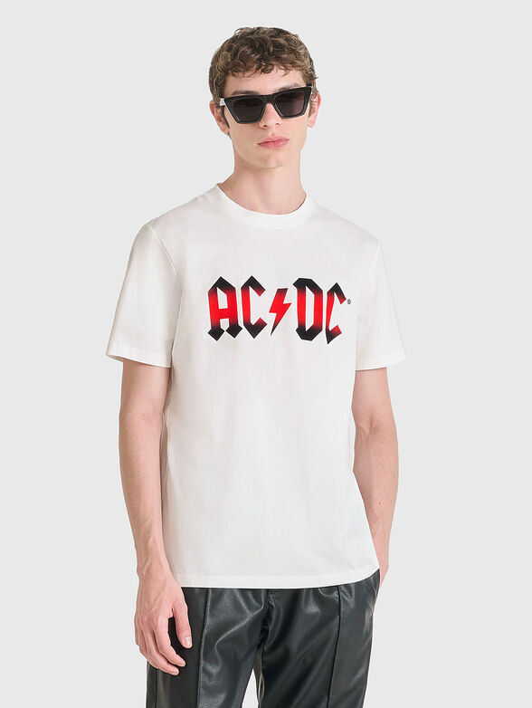 Black T-shirt with print and oval neckline - 1