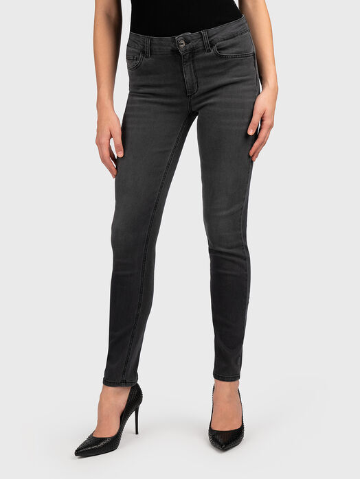High-rise skinny jeans with logo detail