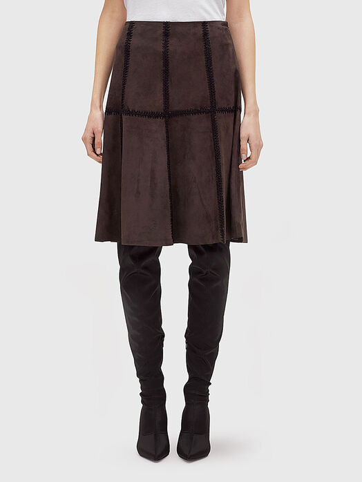 Suede midi skirt