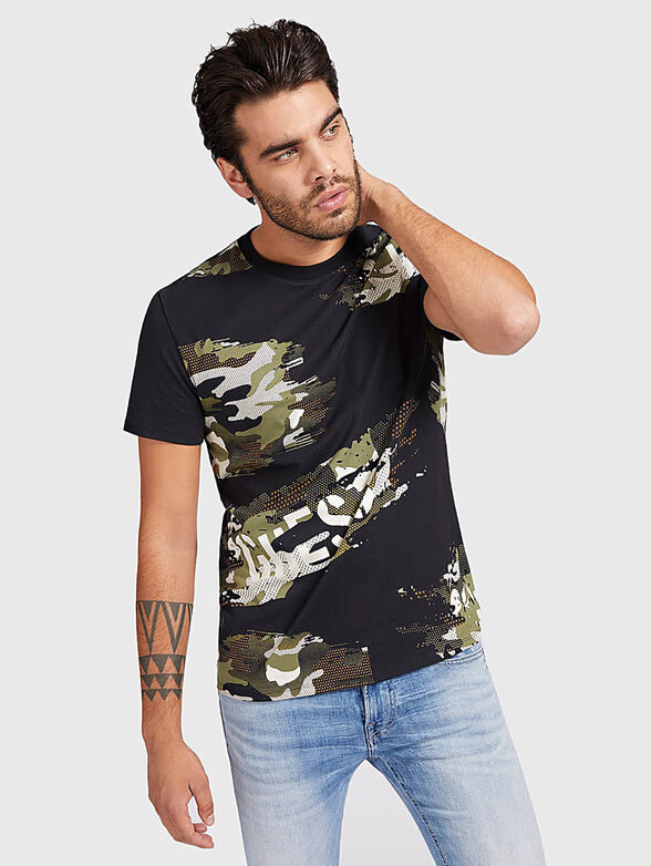 Black t-shirt with camouflage print - 1