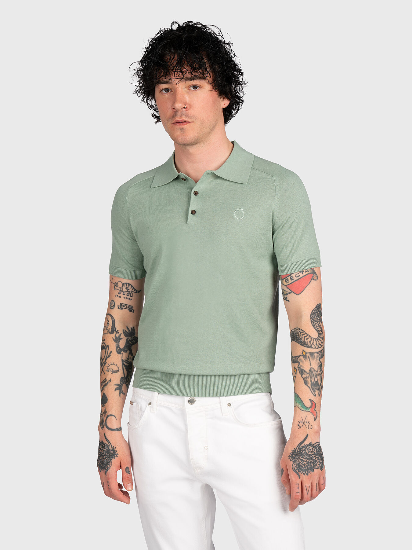 Knitted polo shirt with logo detail brand TRUSSARDI Globalbrandsstore en