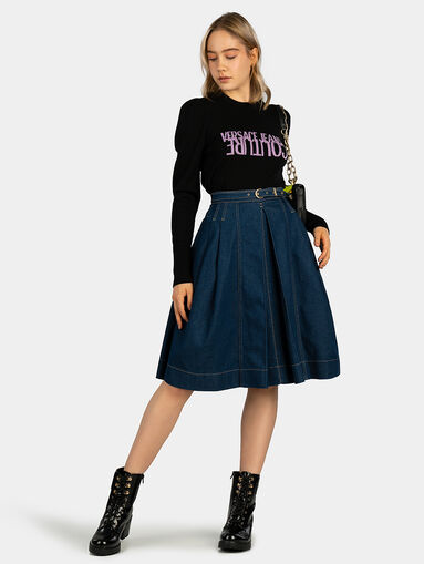 Pleated denim skirt - 5