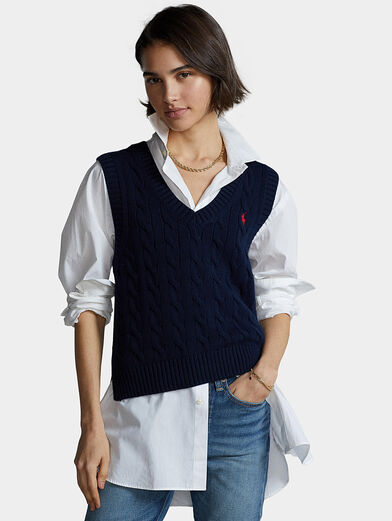 Sleeveless knit sweater with logo embroidery - 1