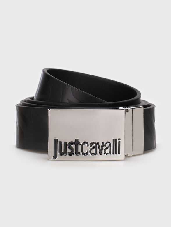 Reversible leather belt with logo buckle - 1
