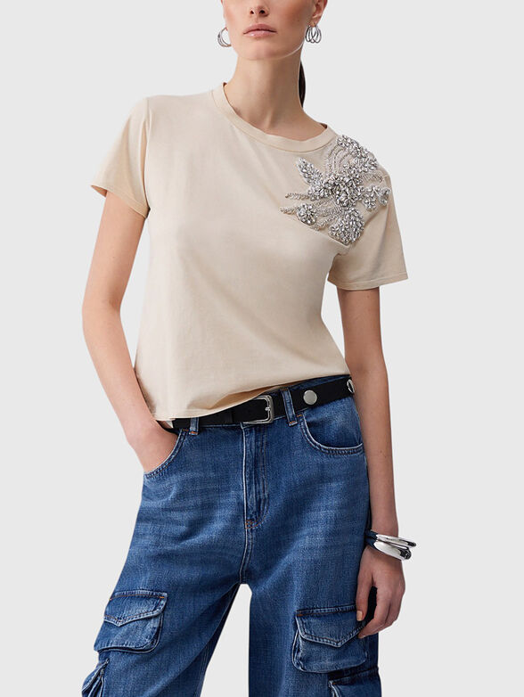 T-shirt with jewel embroidery - 1
