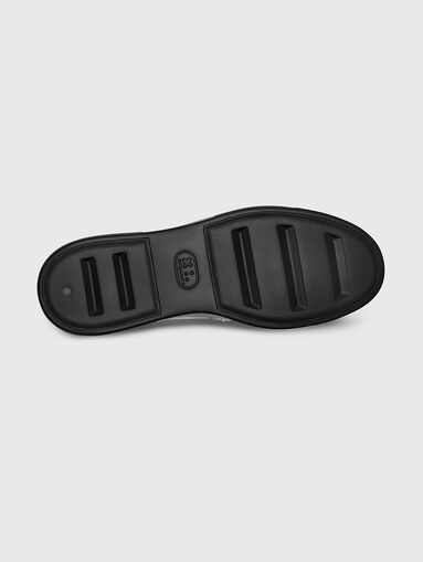 Black leather shoes with accent eyelets  - 4