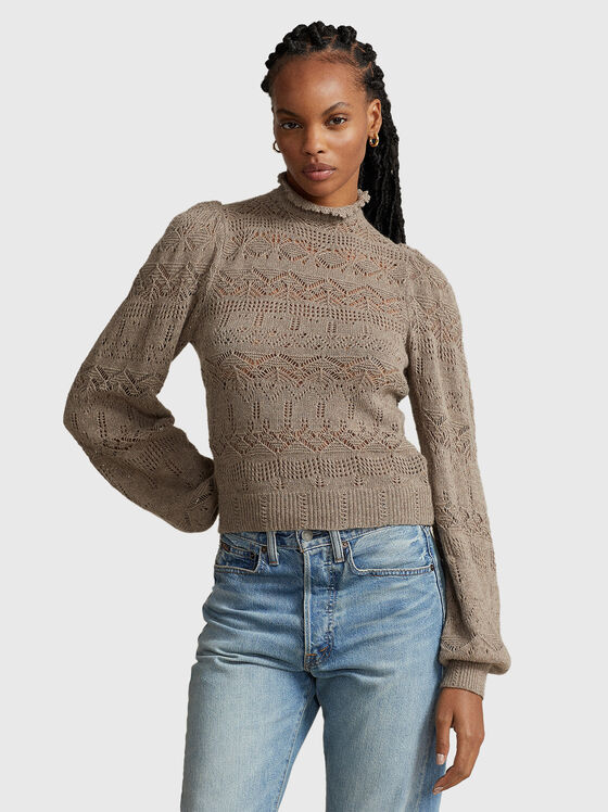 Плетен пуловер с висока яка - 1