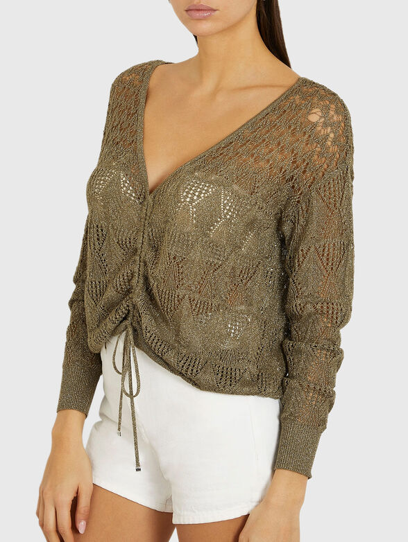 CLARISSA beige sweater with gathered detail - 4