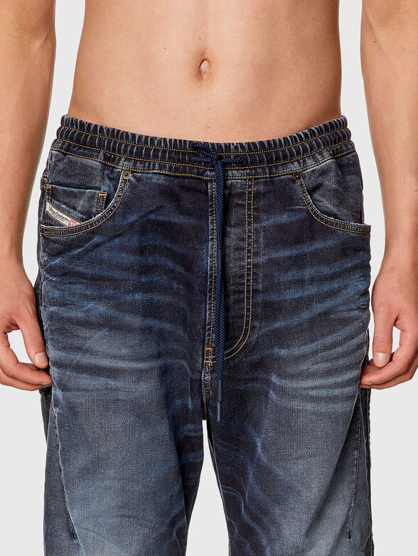 Dark blue jeans with elastic waistband - 3