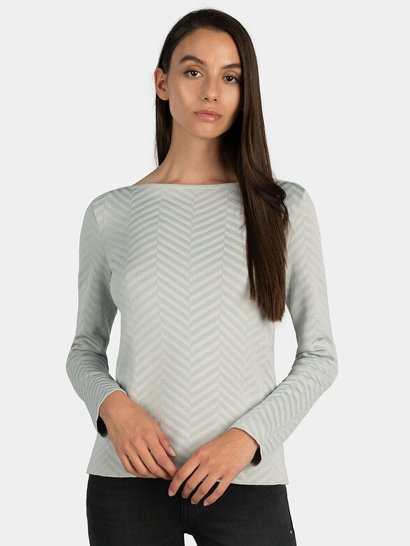 Grey textured knit sweater - 1