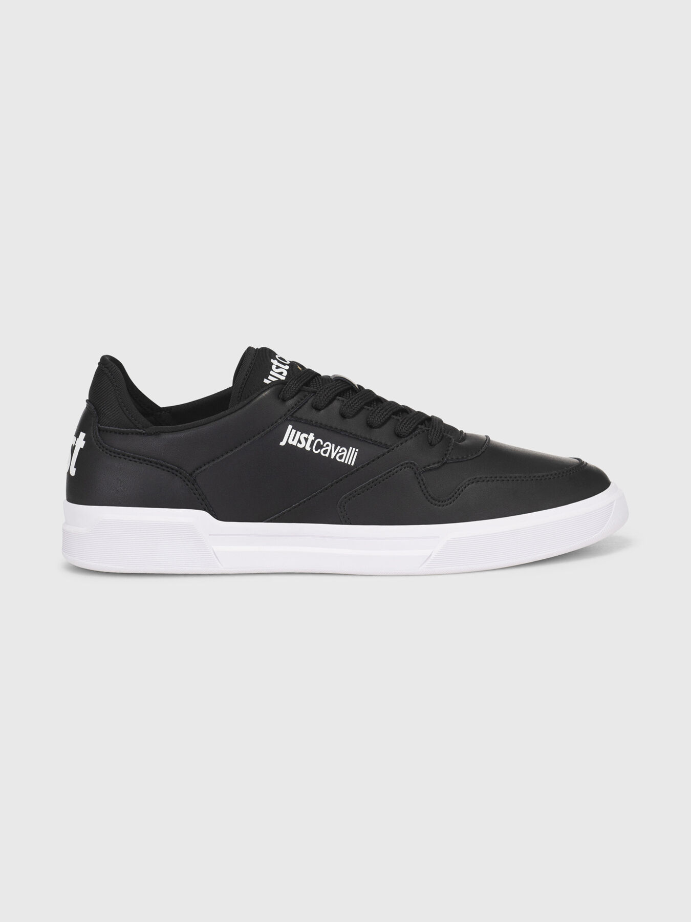 Black sneakers with contrast logo brand Just Cavalli