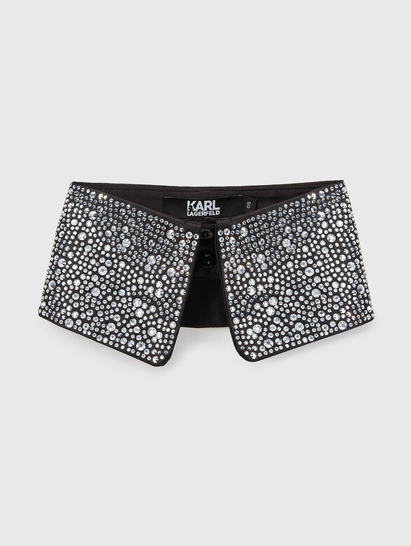 Black collar with appliqued rhinestones - 1