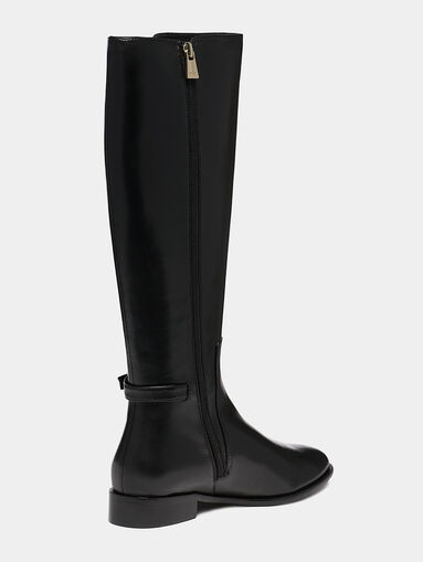Calf leather boots with logo plate - 5