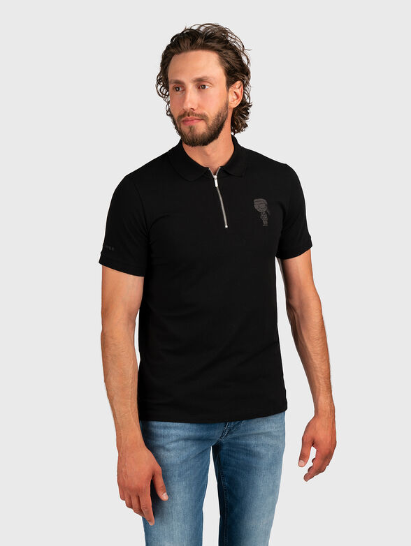 Polo shirt in black with logo print  - 1