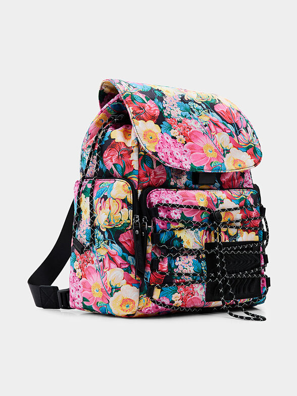 Backpack with floral print and pockets - 4