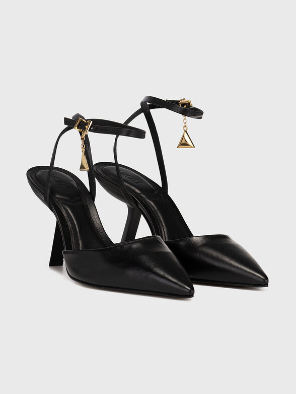 Black leather shoes with metal accent - 2