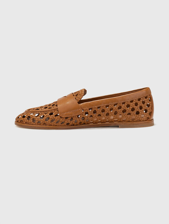 Leather loafers with a woven texture  - 4