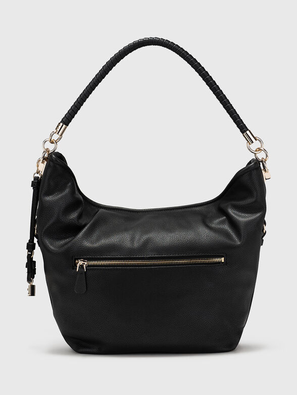 Black hobo bag with a woven handle  - 3