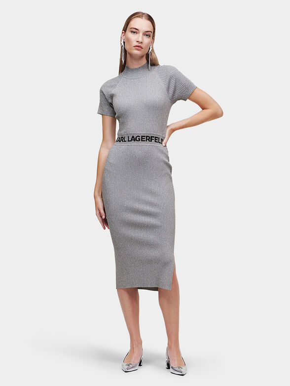 Knitted dress with short sleev and lurex threads - 1