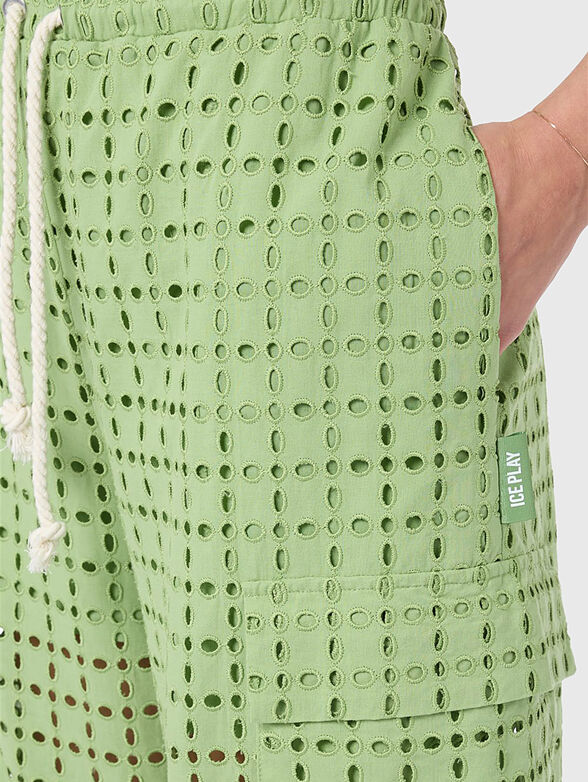 Perforated pants in green  - 4