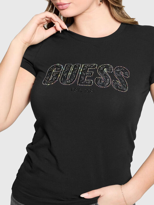 Black slim cotton T-shirt with logo - 4