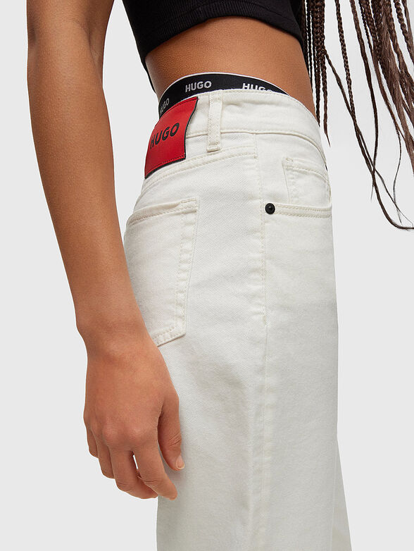 White cotton jeans with logo detail - 3