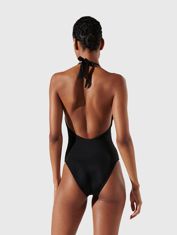 Black one-piece swimsuit with logo detail - 2