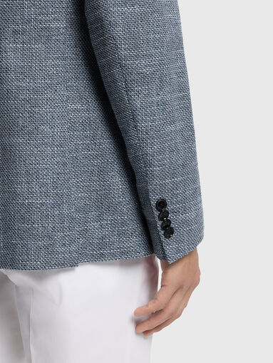 Single breasted cotton and linen jacket - 5