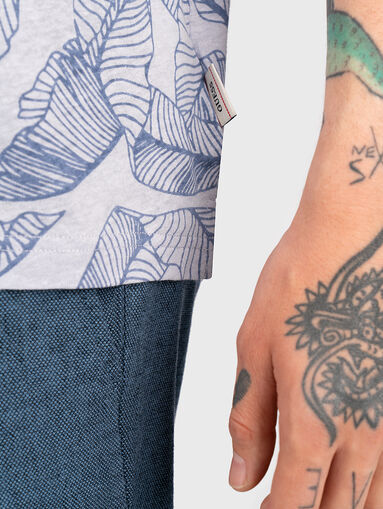 LEAVES polo-shirt with beige floral print - 4