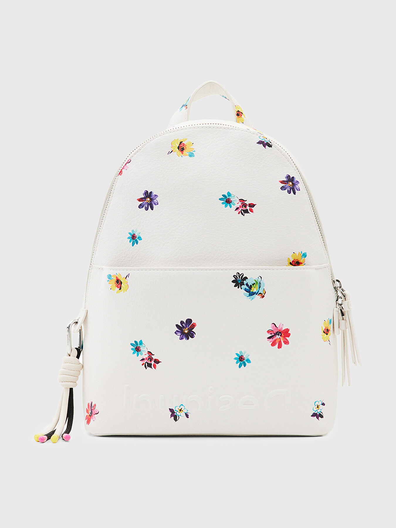 Black backpack with contrasting floral motifs brand DESIGUAL Globalbrandsstore en