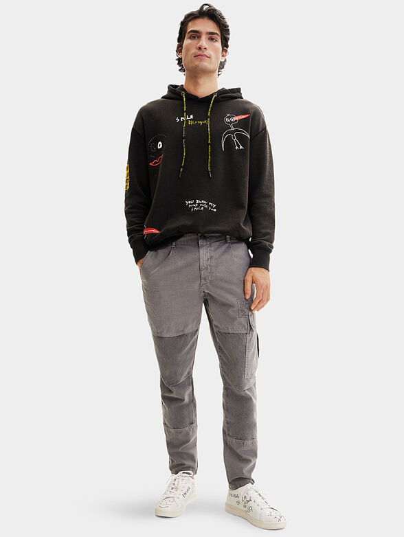 Black hooded sweatshirt with multicolor print - 2