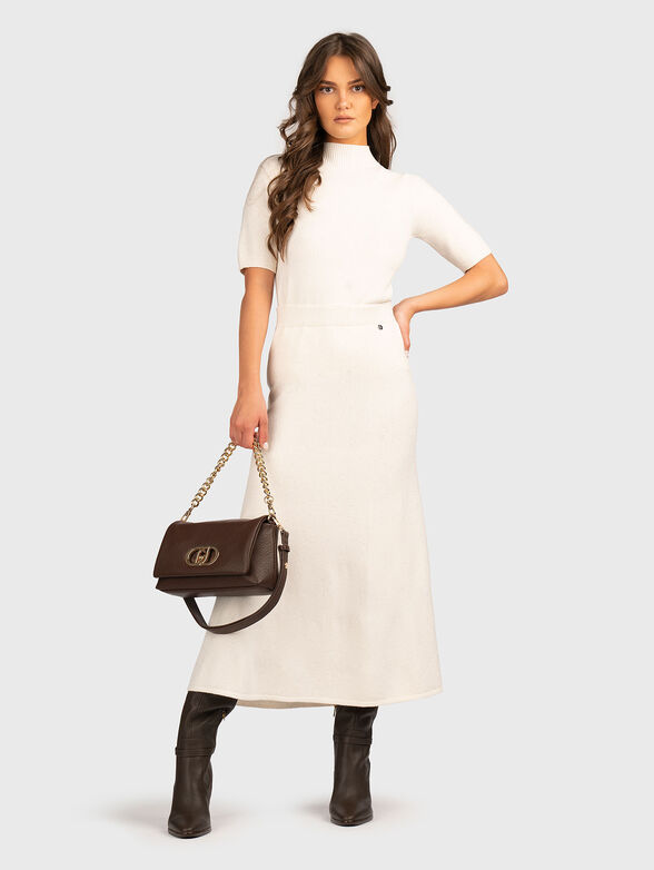 Midi skirt with micro sequins and logo detail - 4